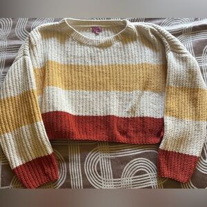 Miami Cream and Yellow Crew Neck Sweater